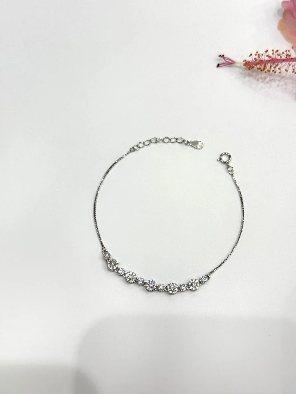 Silver bracelet on a white background