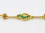 Gold Plated Enamel Peacock Mugappu Chain