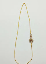 Gold Plated Stoned Floral Mugappu Chain