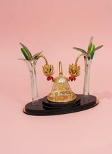 Gold Plated Two-Banana Tree Simhasanam Pooja Mandir