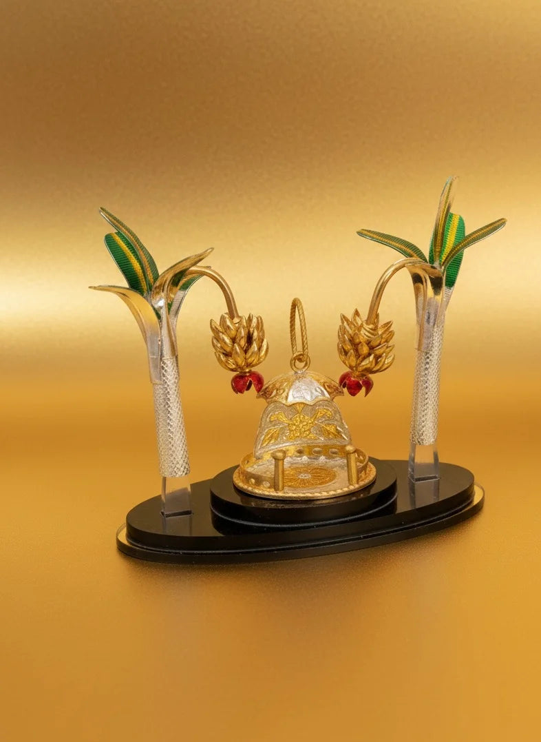 Gold Plated Two-Banana Tree Simhasanam Pooja Mandir