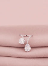 Premium Engagement Ring on a pink fabric background