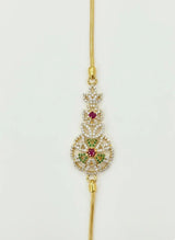 Gold Plated Stoned Floral Mugappu Chain | 925 Silver - Anubhav Silvers