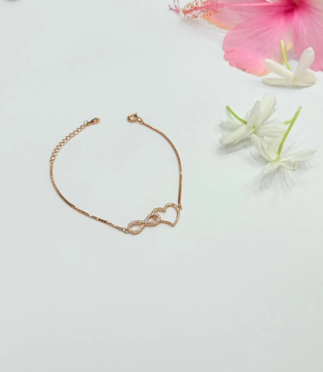 Rose gold bracelet with heart & infinity
