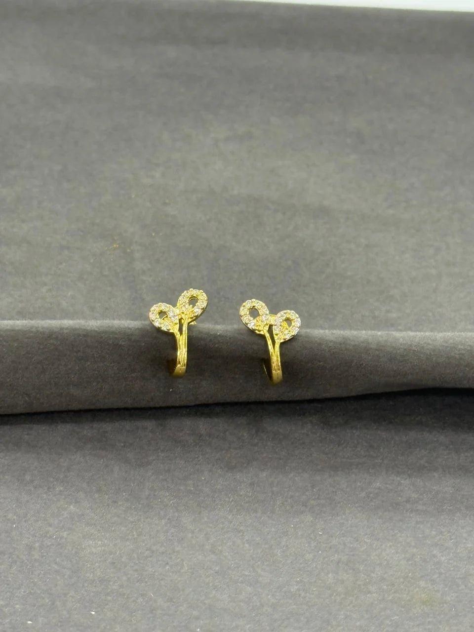Gold-Plated J-Type Stone Leaf Studs