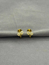 Gold-Plated J-Type Stone Leaf Studs