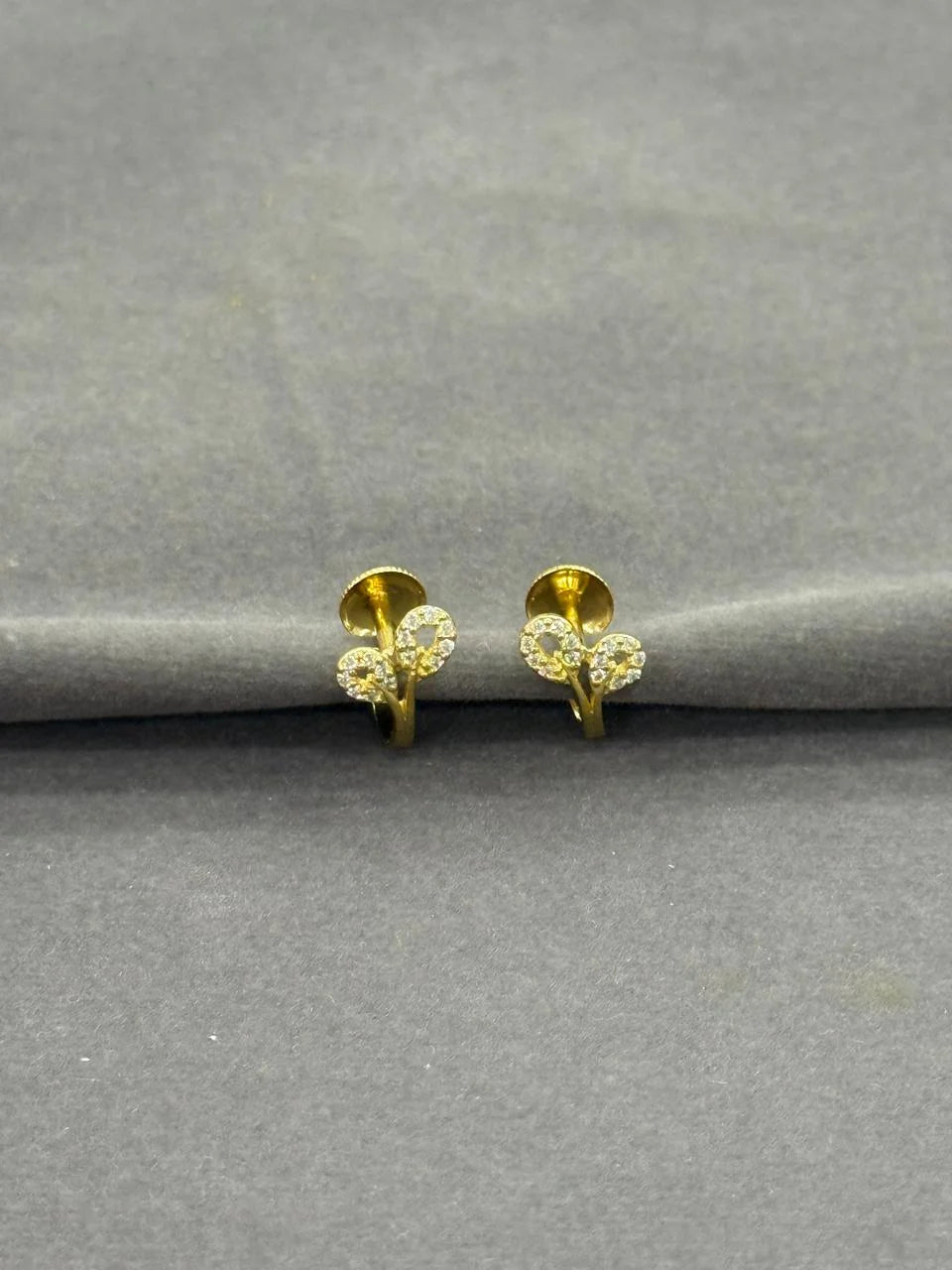 Gold-Plated J-Type Stone Leaf Studs