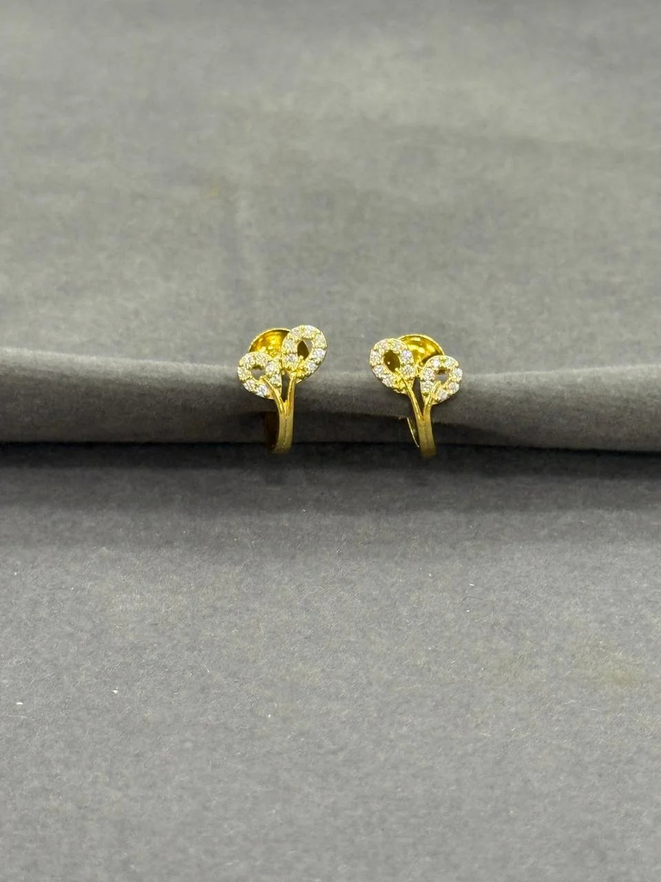 Gold-Plated J-Type Stone Leaf Studs