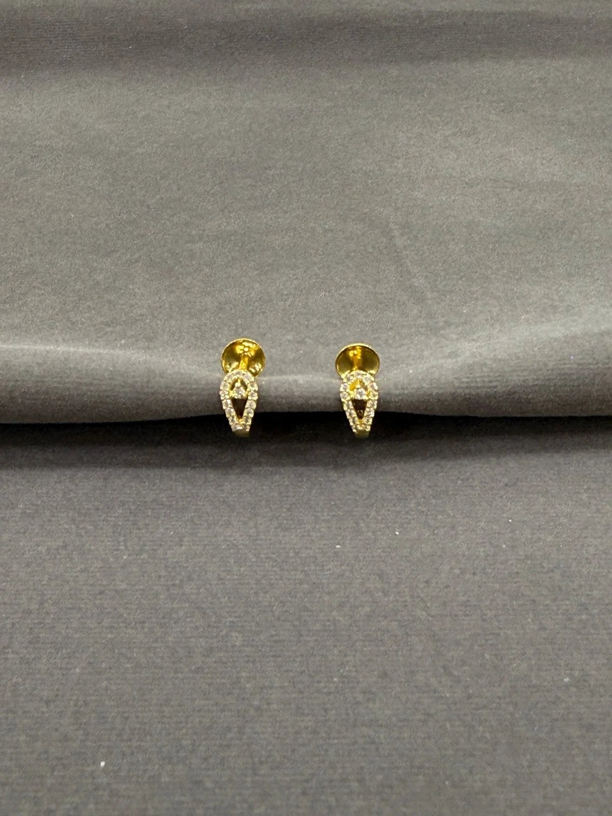 Gold-Plated J-Type Stone Motif Studs