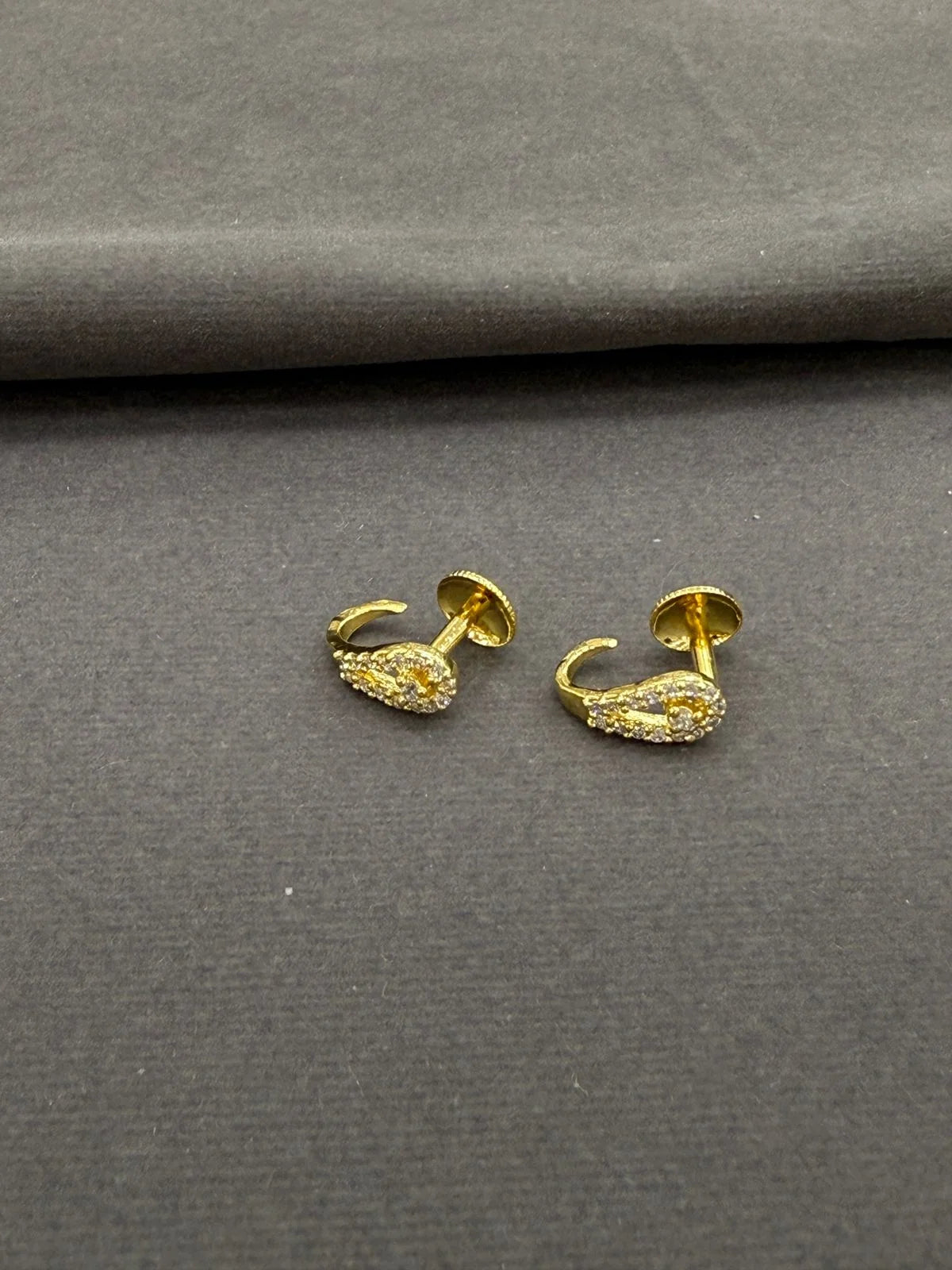 Gold-Plated J-Type Stone Motif Studs