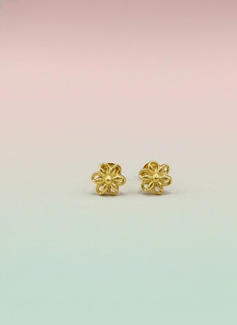 Gold Plated Flower Stud Earrings