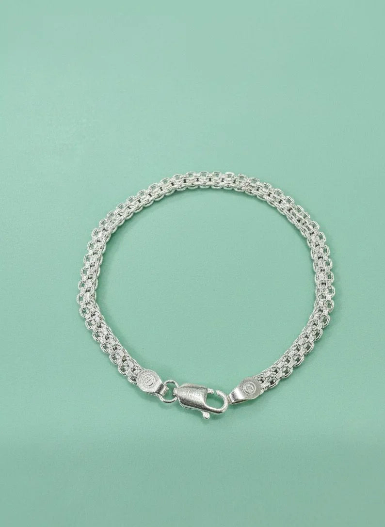 Silver For Men Popcorn Chain Bracelet